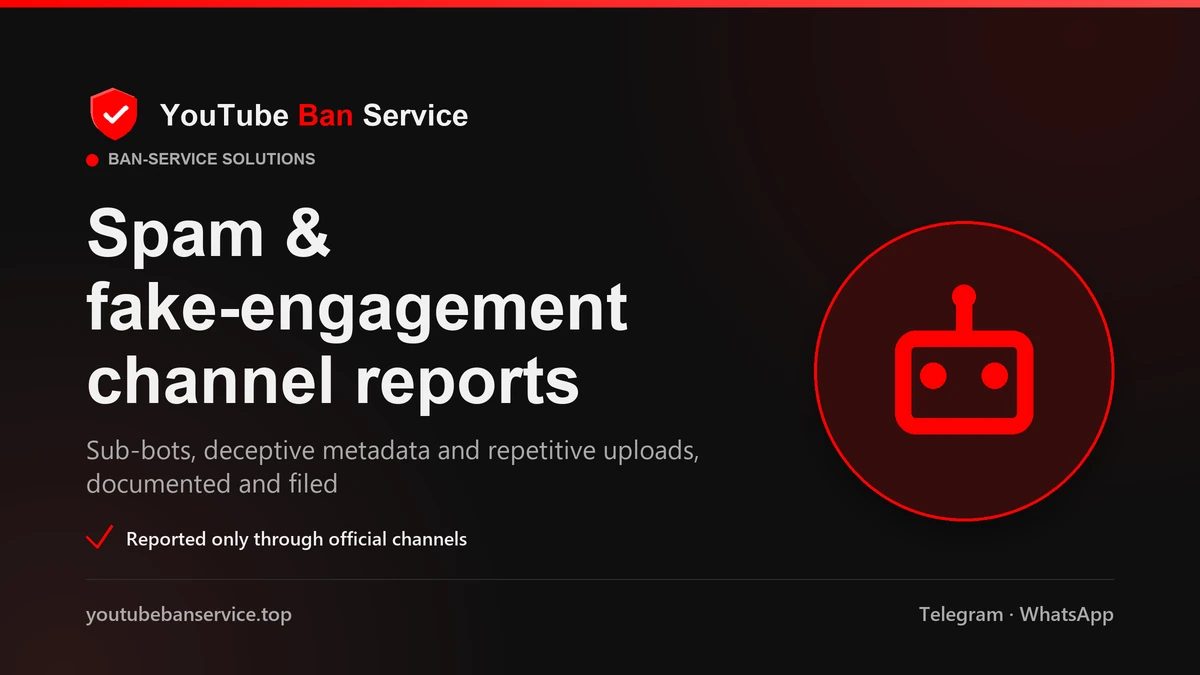 YouTube spam and fake-engagement channels removed by automated systems, not by report volume